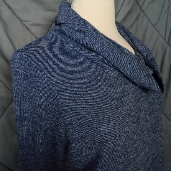 Women's Sonoma Blue Cowl Neck Kangaroo Pouch Heathered Long Sleeve Sweatshirt - Picture 2 of 14